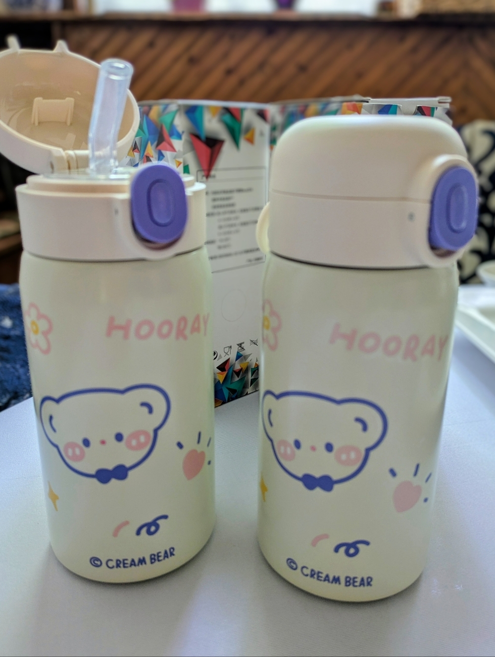 NEW 2 Pack Kid's Insulated Stainless Steel Water Bottle, Silicone Straw. 11 oz
